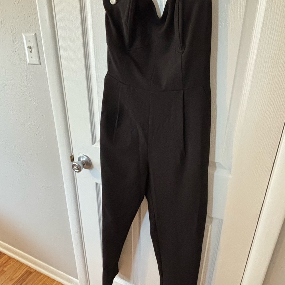 Elegant Black Strapless Jumpsuit